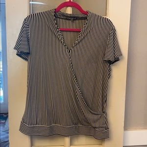 Large Black and white striped Adriana Papell top.